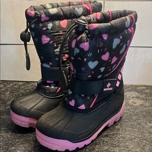 Merence Kids' Pink and Black Snow Boots
